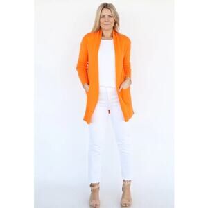 BURGESS Cotton Cashmere Travel Coat Cardigan Orange Medium